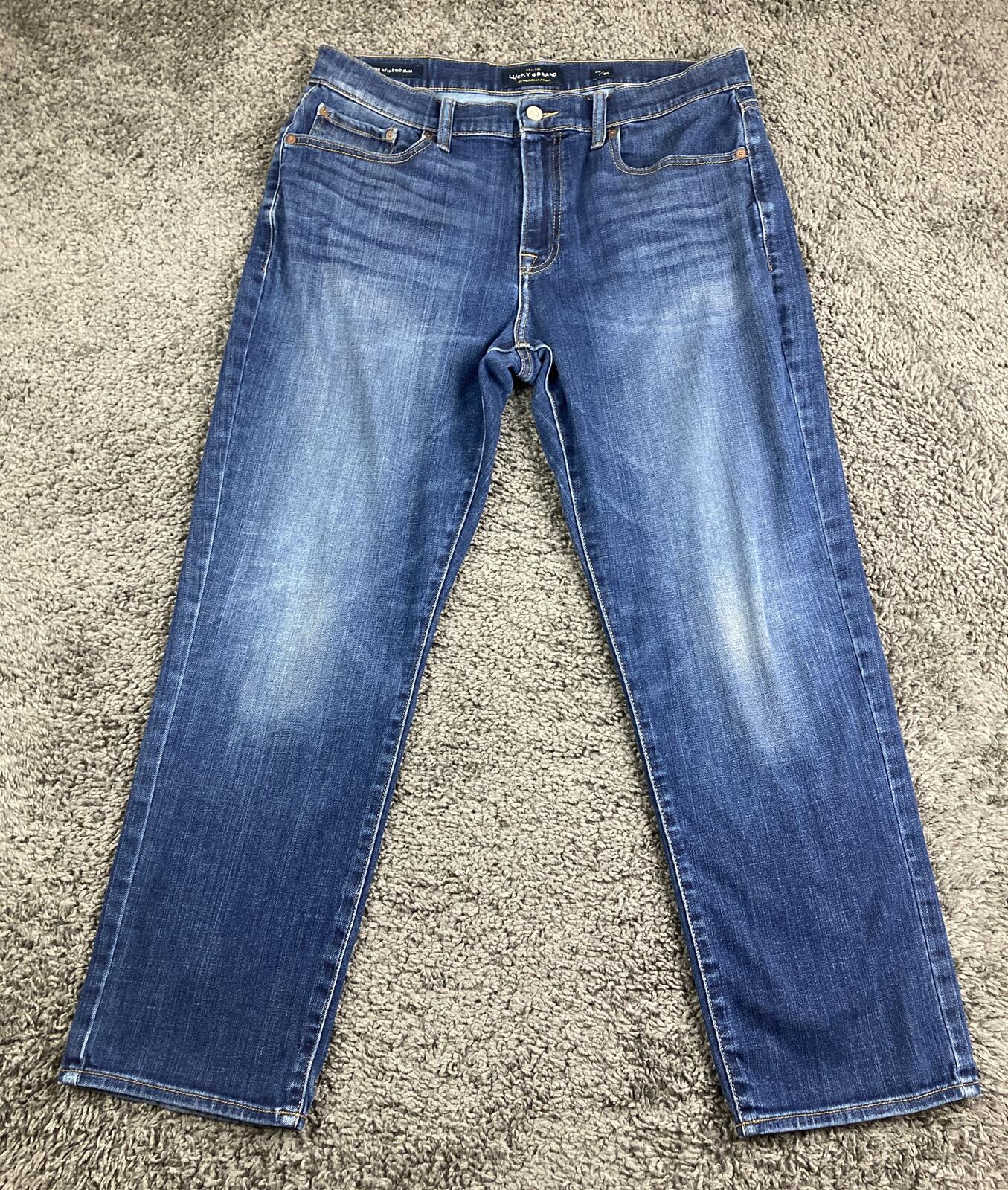 Lucky Brand 410 Athletic Slim Jeans Mens 34x30 Haze Blue Coolmax Stretch Denim