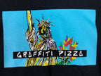 Port & Company "Graffiti Pizza" Street Art T-Shirt Men's Sz XL Black Graphic Tee