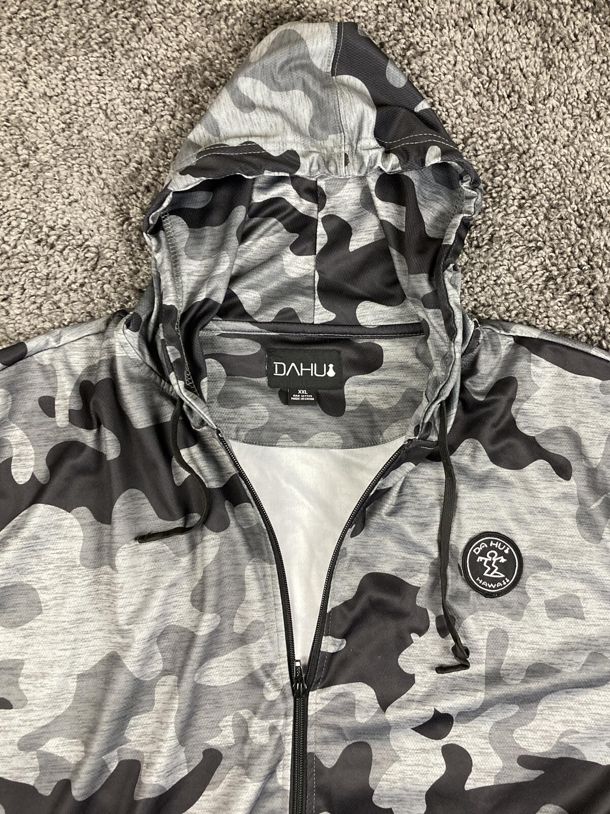 Da Hui Full Zip Hoodie Men's Gray Camo Lightweight Jacket Sz XXL