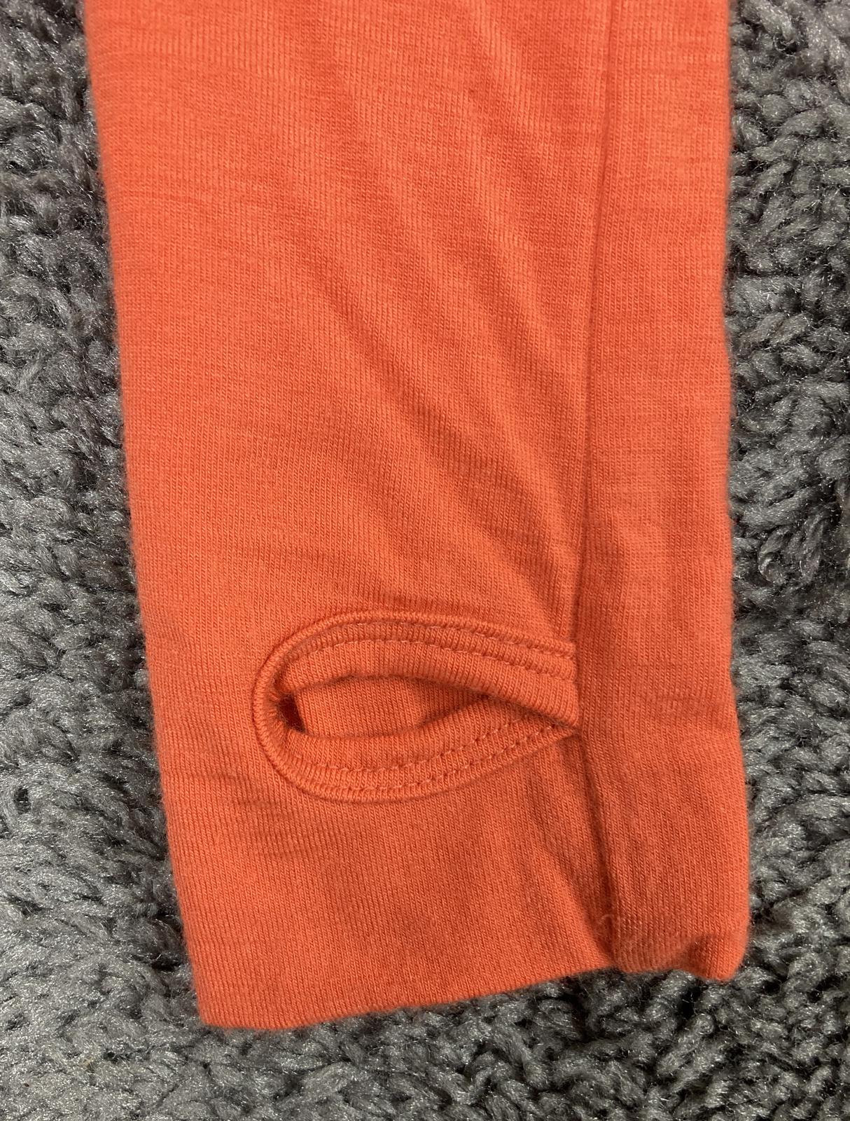 Oiselle Long Sleeve Merino Wool Blend Womens Orange Thumbholes Base Layer Size 8