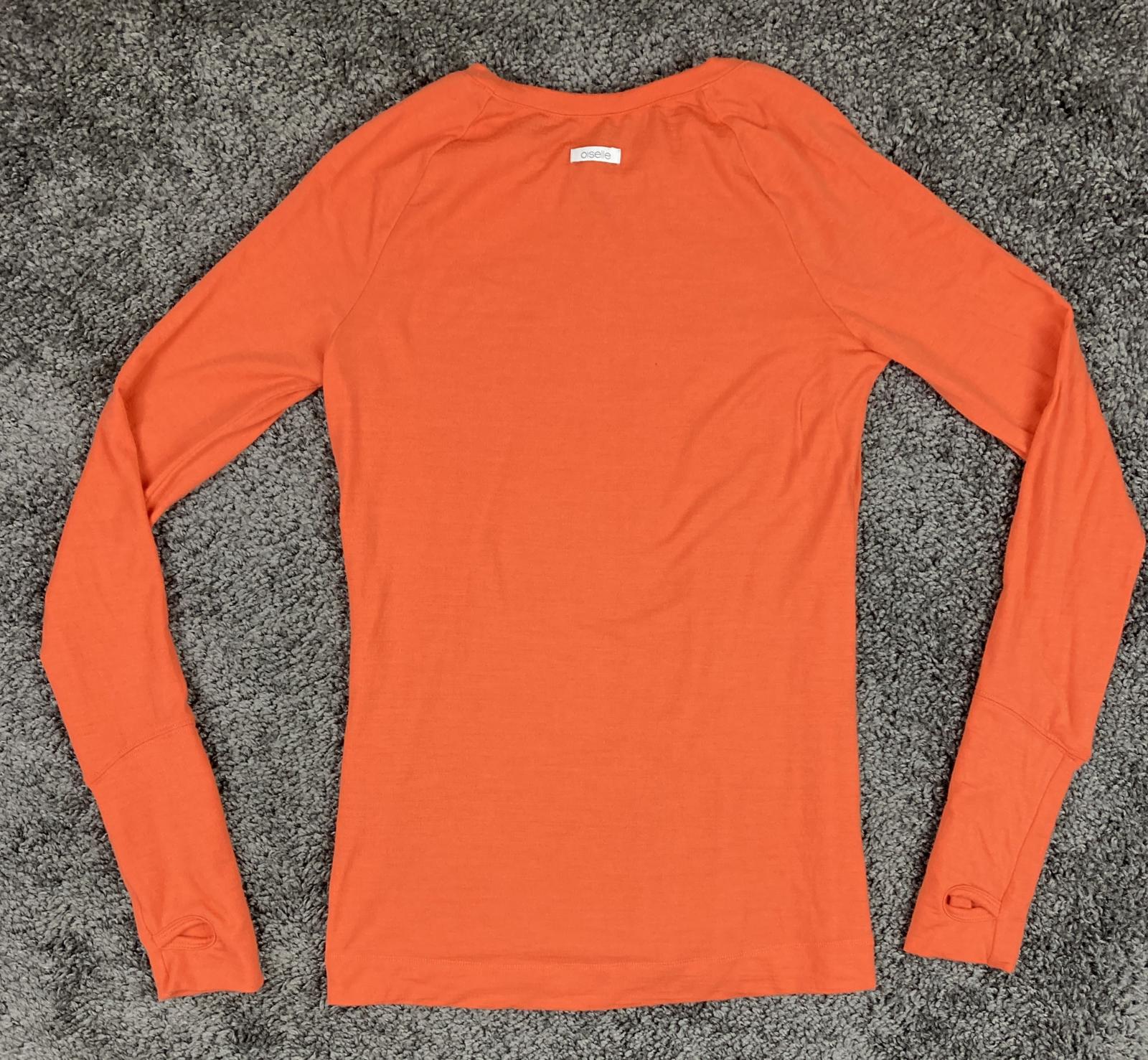 Oiselle Long Sleeve Merino Wool Blend Womens Orange Thumbholes Base Layer Size 8