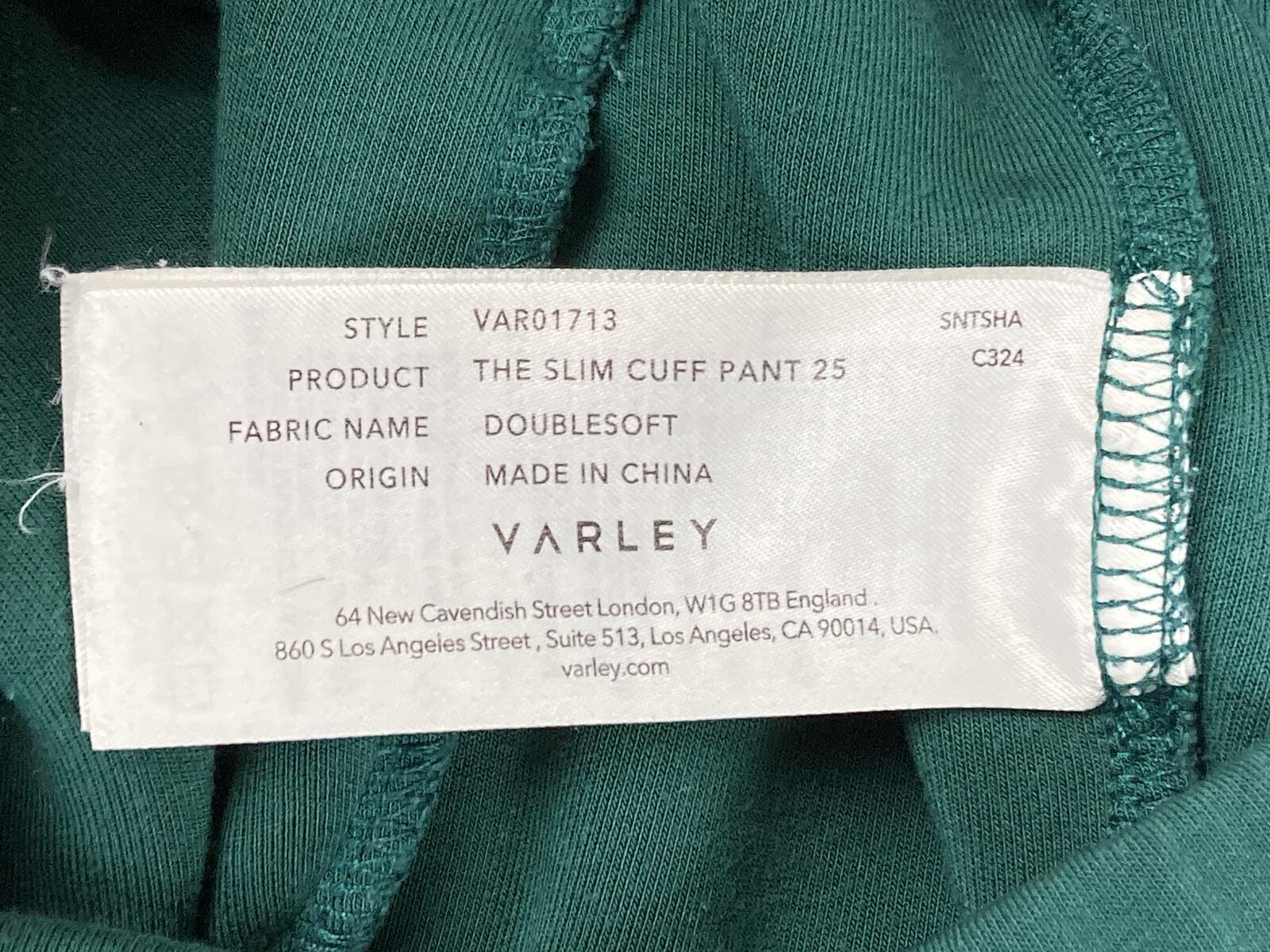 Varley The Slim Cuff Pant 25 Women's Green DoubleSoft Joggers Sweatpants Sz XL