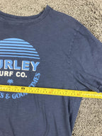 Hurley Surf Co Mens Graphic Tee Blue Short Sleeve Crew Neck T-Shirt Surf  Size M