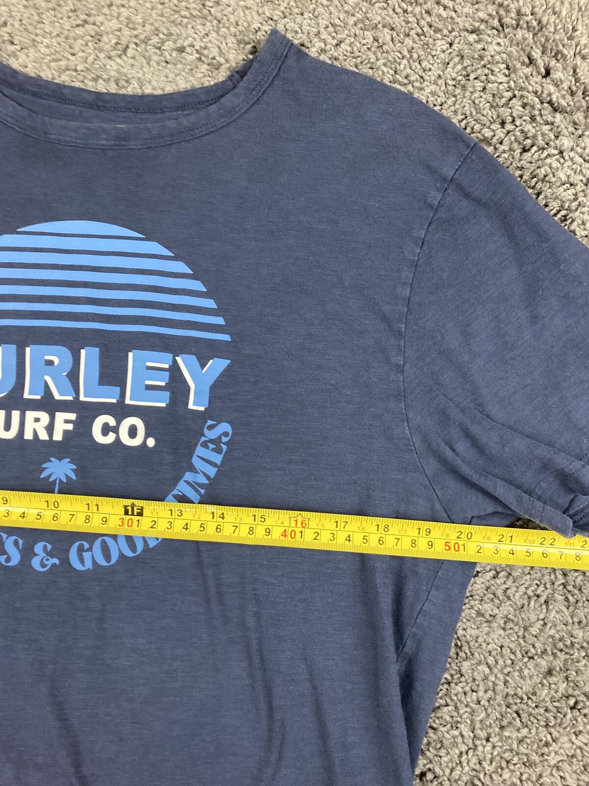 Hurley Surf Co Mens Graphic Tee Blue Short Sleeve Crew Neck T-Shirt Surf  Size M