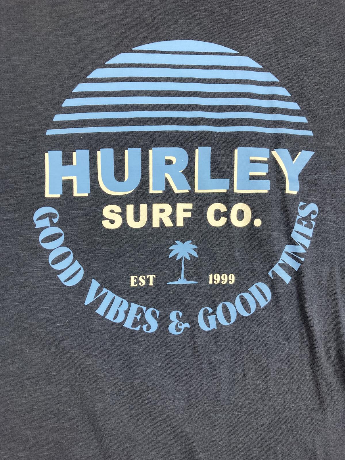 Hurley Surf Co Mens Graphic Tee Blue Short Sleeve Crew Neck T-Shirt Surf  Size M