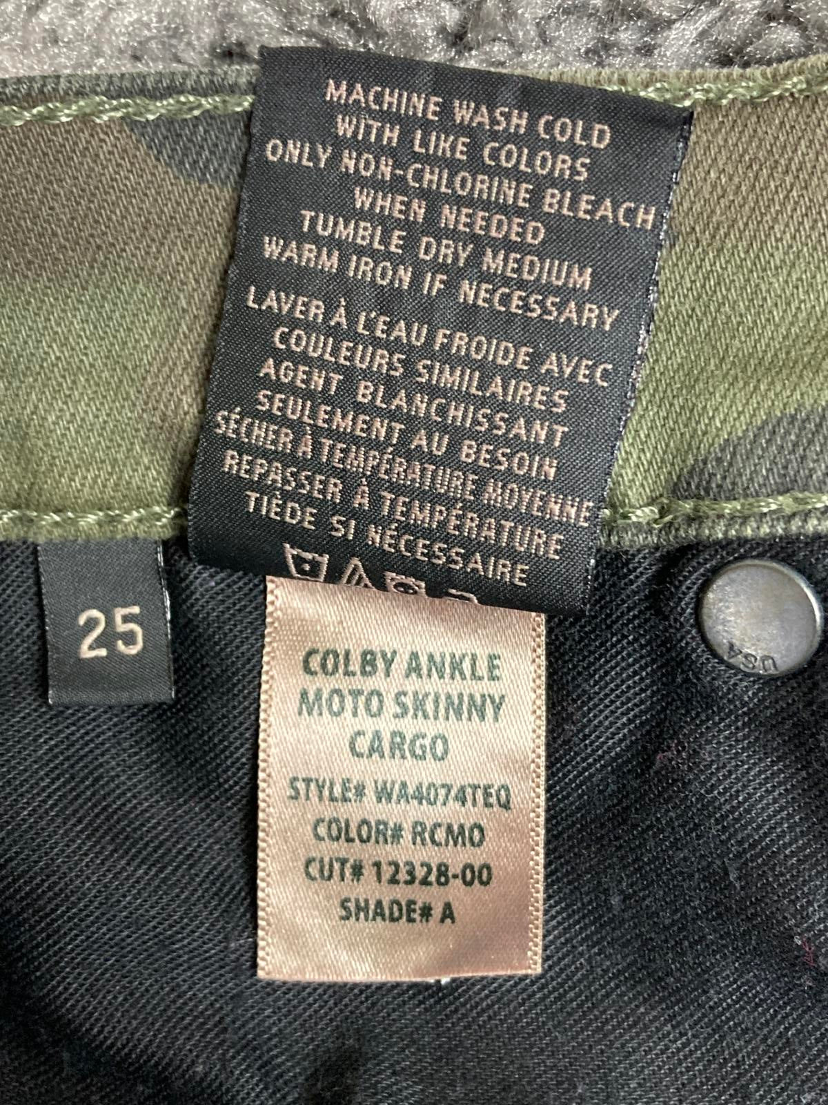 Hudson Colby Ankle Moto Skinny Cargo Pants Women’s Camo Zip Pockets Sz 25