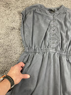 prAna Dress Women's Gray Sleeveless Tencel Lyocell Button V Neck Pockets Sz S
