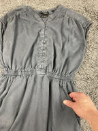 prAna Dress Women's Gray Sleeveless Tencel Lyocell Button V Neck Pockets Sz S