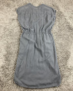 prAna Dress Women's Gray Sleeveless Tencel Lyocell Button V Neck Pockets Sz S