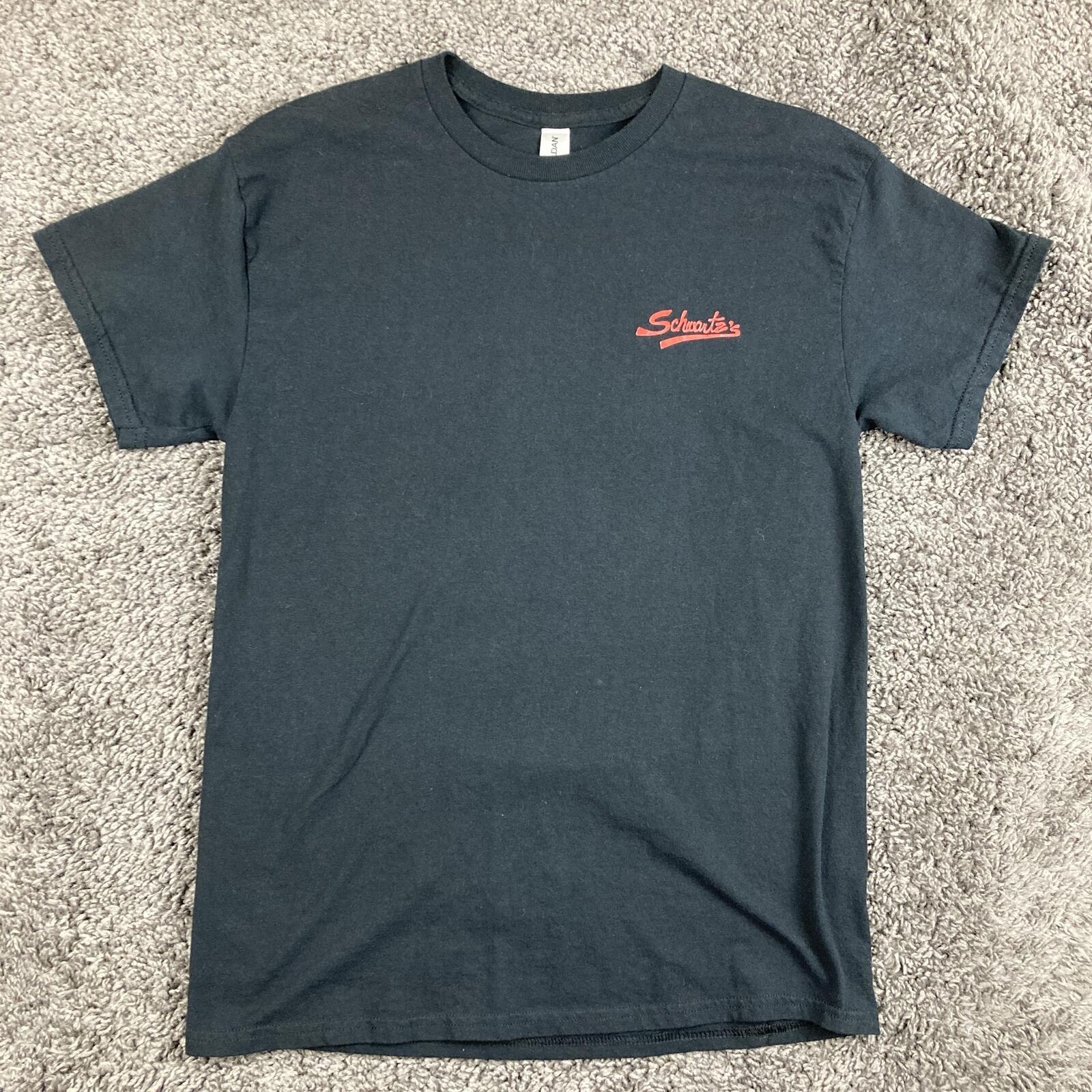 Schwartz's Montreal Deli T Shirt Mens Black Graphic Charcuterie Canada Sz Medium