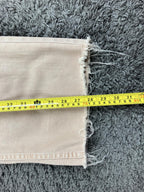 OAT New York Wide Leg Pants Womens Beige High Rise Raw Hem Stretch Denim Sz 26