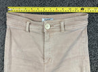 OAT New York Wide Leg Pants Womens Beige High Rise Raw Hem Stretch Denim Sz 26