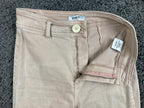OAT New York Wide Leg Pants Womens Beige High Rise Raw Hem Stretch Denim Sz 26