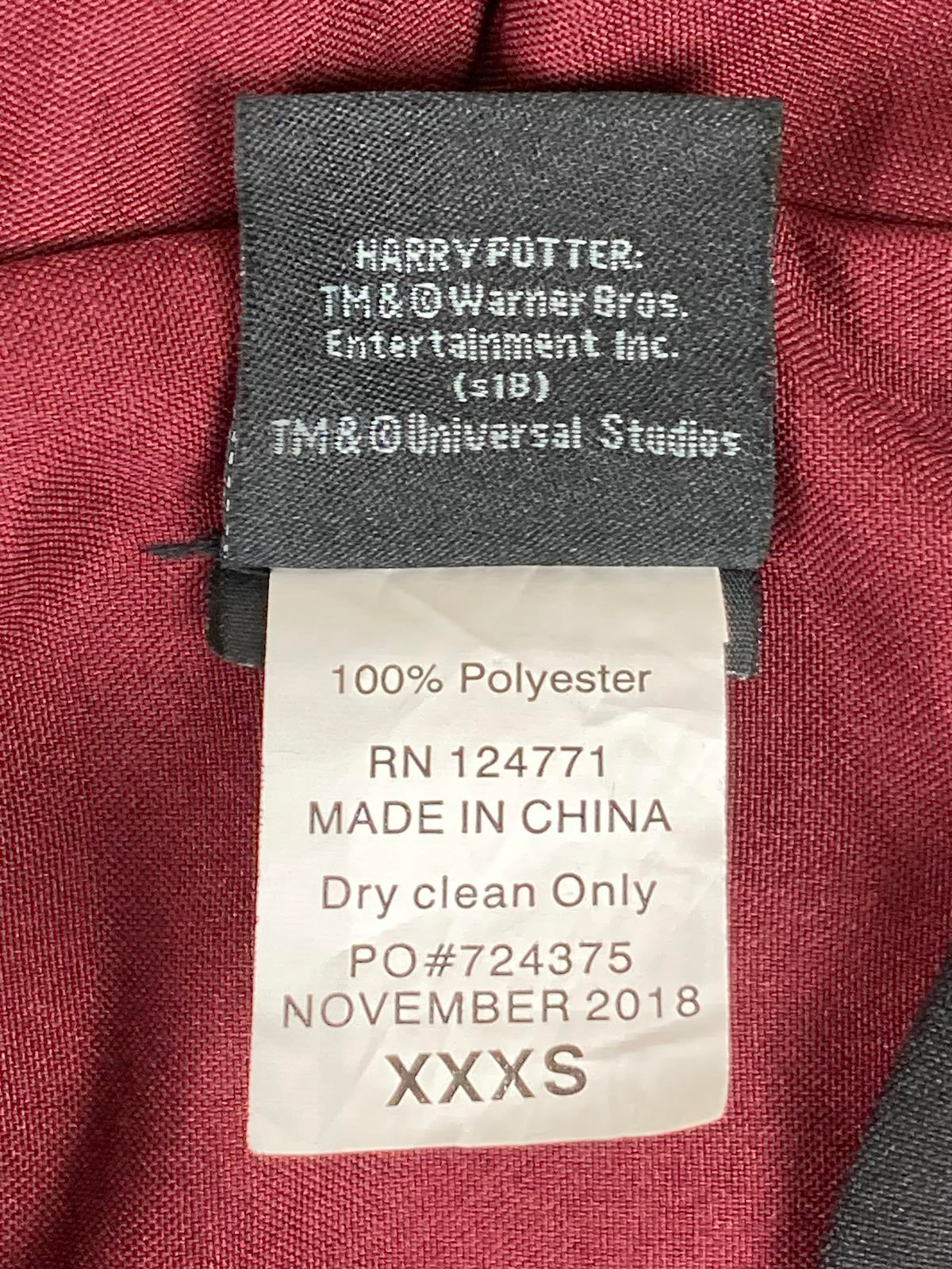 Wizarding World of Harry Potter Gryffindor Hooded Black Robe Unisex Kids XXXS