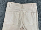 OAT New York Wide Leg Pants Womens Beige High Rise Raw Hem Stretch Denim Sz 26
