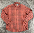 5.11 Tactical Shirt Mens Orange Red Plaid Snap Front Long Sleeve Utility Sz L