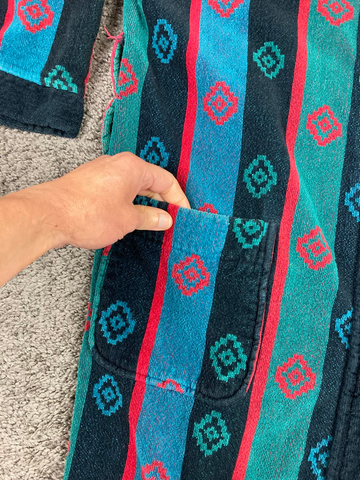 Ash Creek Trading Southwestern Design Men's Terry Cloth Cotton Robe No Sash OS