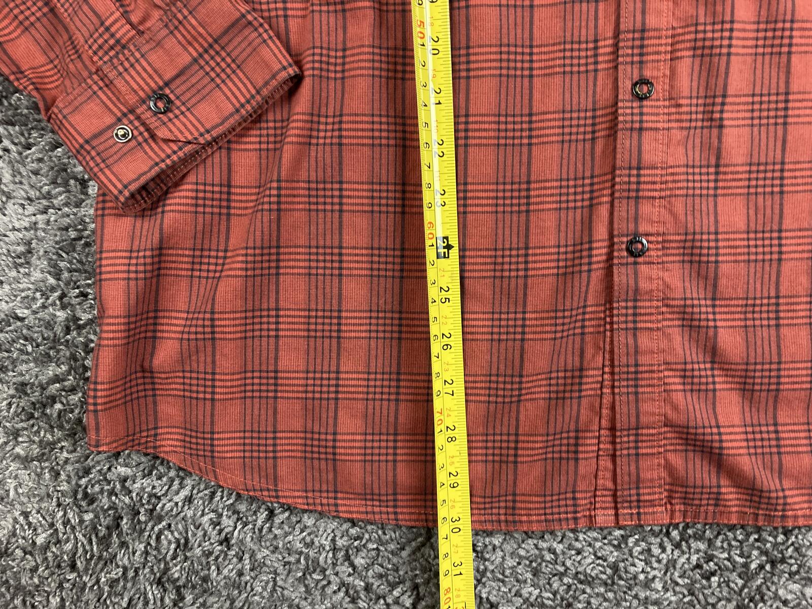 5.11 Tactical Shirt Mens Orange Red Plaid Snap Front Long Sleeve Utility Sz L