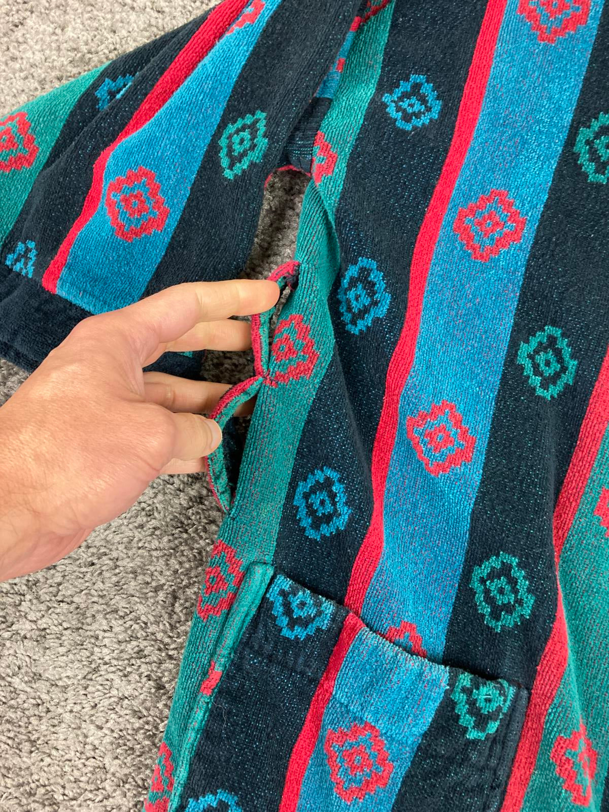 Ash Creek Trading Southwestern Design Men's Terry Cloth Cotton Robe No Sash OS