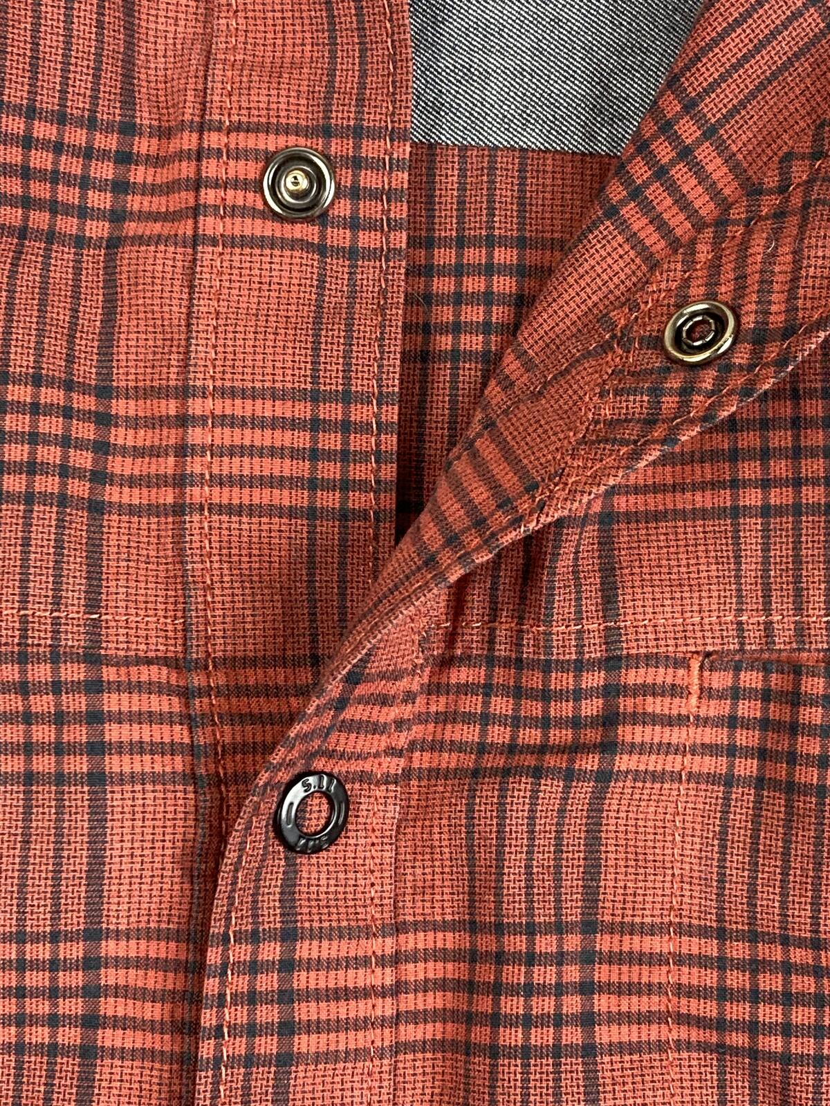 5.11 Tactical Shirt Mens Orange Red Plaid Snap Front Long Sleeve Utility Sz L