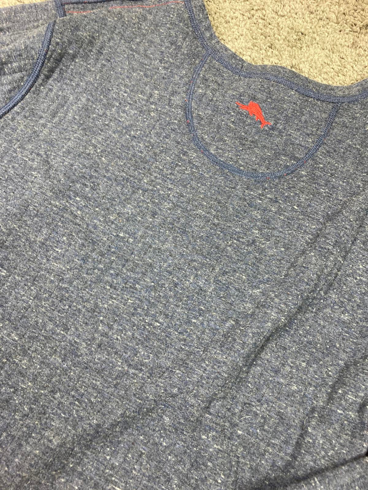 Tommy Bahama Rare Reversible Sweater XL Collectors Style Blue Red Marlin Crew
