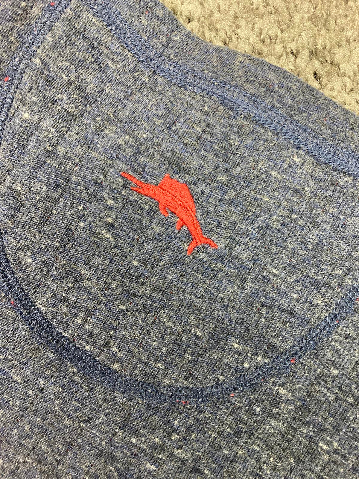 Tommy Bahama Rare Reversible Sweater XL Collectors Style Blue Red Marlin Crew