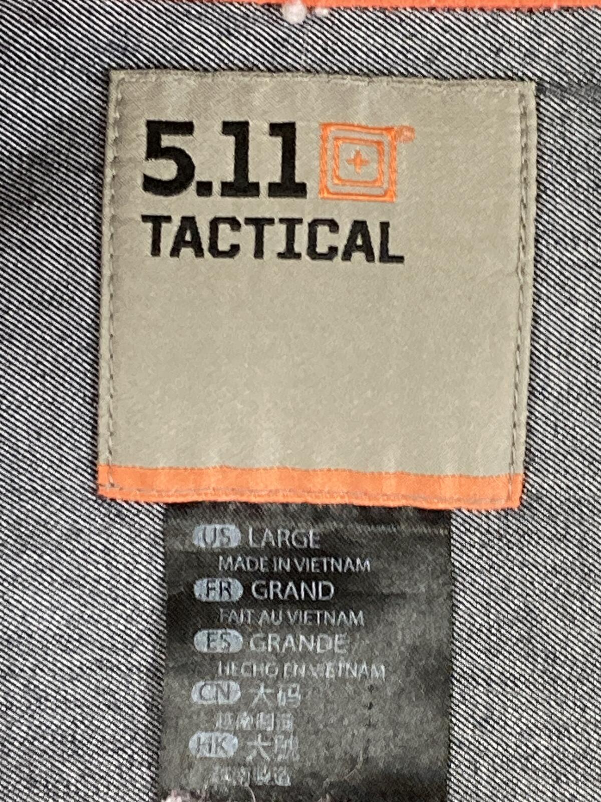 5.11 Tactical Shirt Mens Orange Red Plaid Snap Front Long Sleeve Utility Sz L