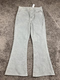 American Eagle Corduroy Pants Womens Short Super High Rise Flare Gray Sz 10 NWT