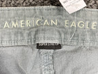 American Eagle Corduroy Pants Womens Short Super High Rise Flare Gray Sz 10 NWT
