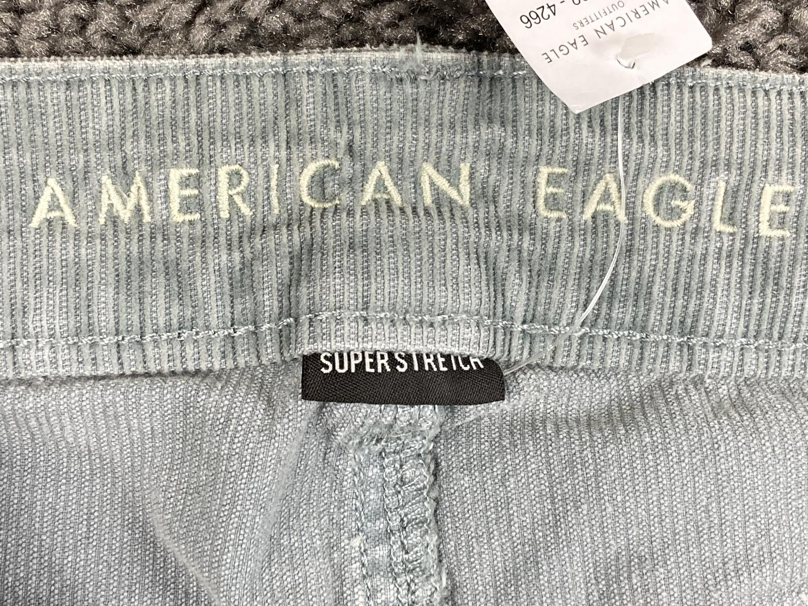 American Eagle Corduroy Pants Womens Short Super High Rise Flare Gray Sz 10 NWT