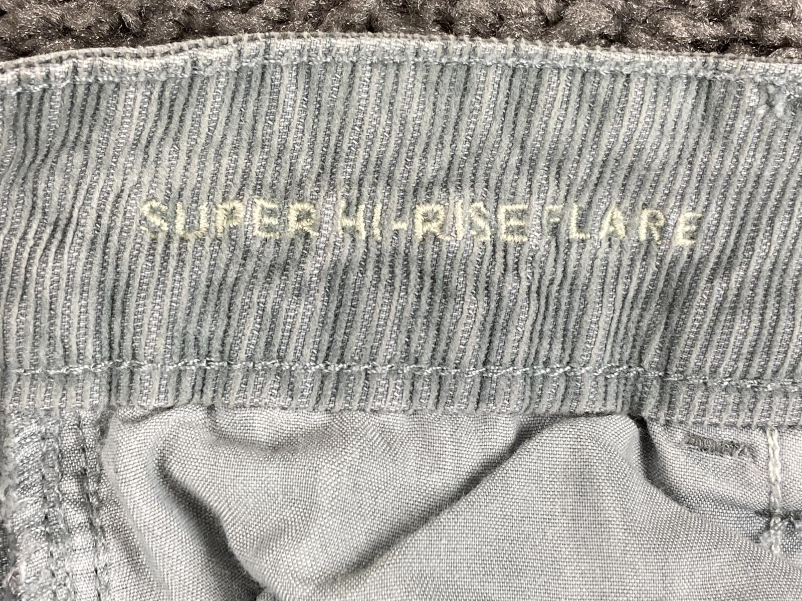 American Eagle Corduroy Pants Womens Short Super High Rise Flare Gray Sz 10 NWT