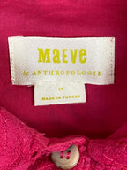 Maeve by Anthropologie Lace Button Up Shirt Womens Pink Floral Long Sleeve Sz 2P