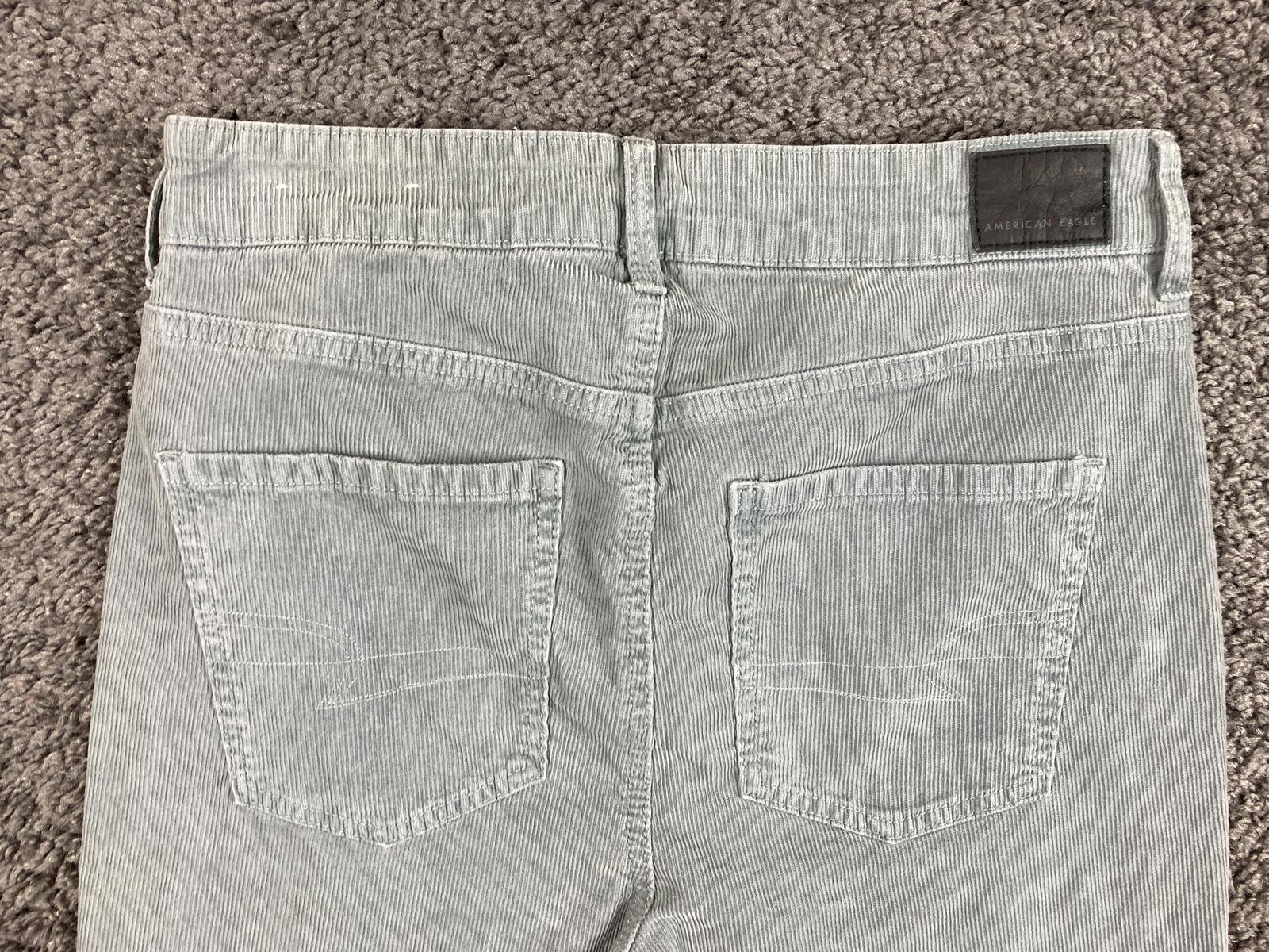 American Eagle Corduroy Pants Womens Short Super High Rise Flare Gray Sz 10 NWT