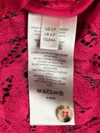 Maeve by Anthropologie Lace Button Up Shirt Womens Pink Floral Long Sleeve Sz 2P