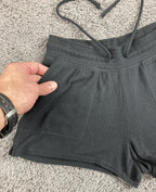Alo Yoga Black Daze Shorts Alolux Loungewear Knit Pockets Drawstring Sz Medium