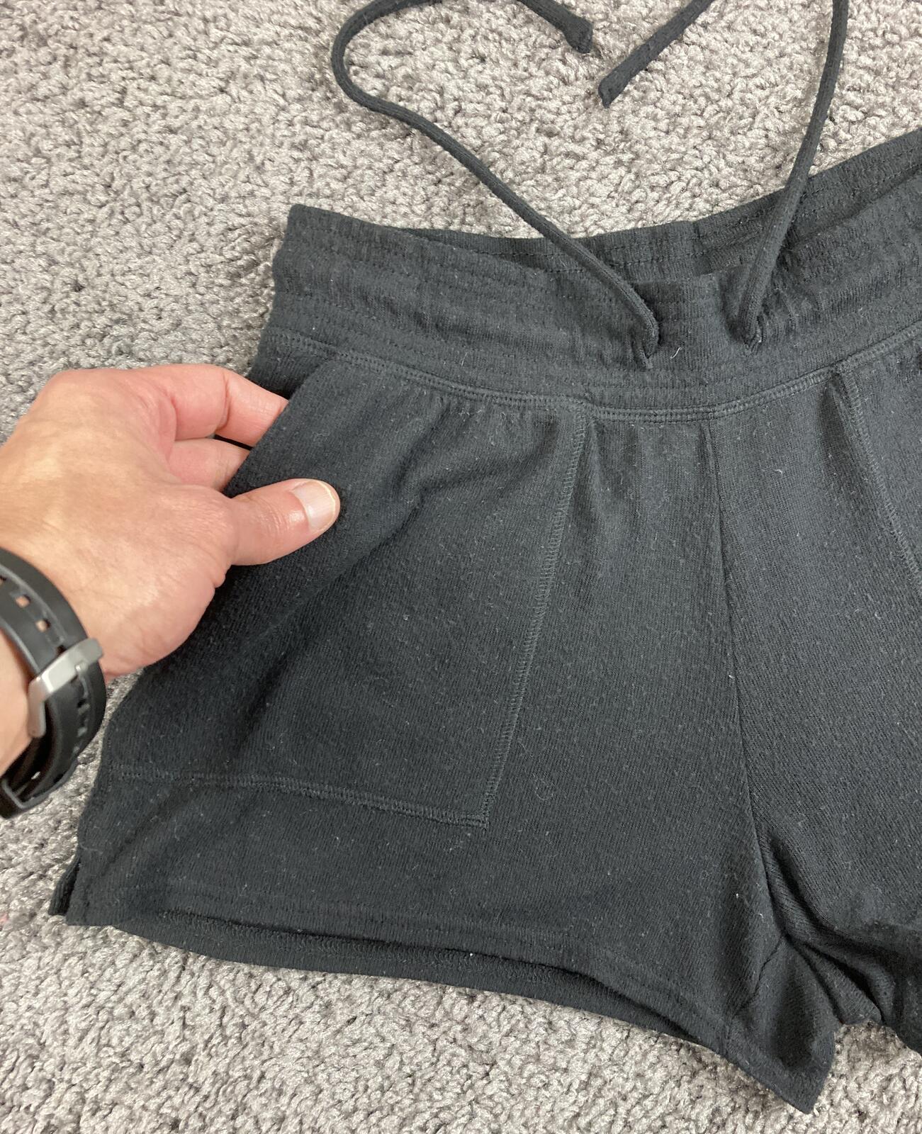 Alo Yoga Black Daze Shorts Alolux Loungewear Knit Pockets Drawstring Sz Medium