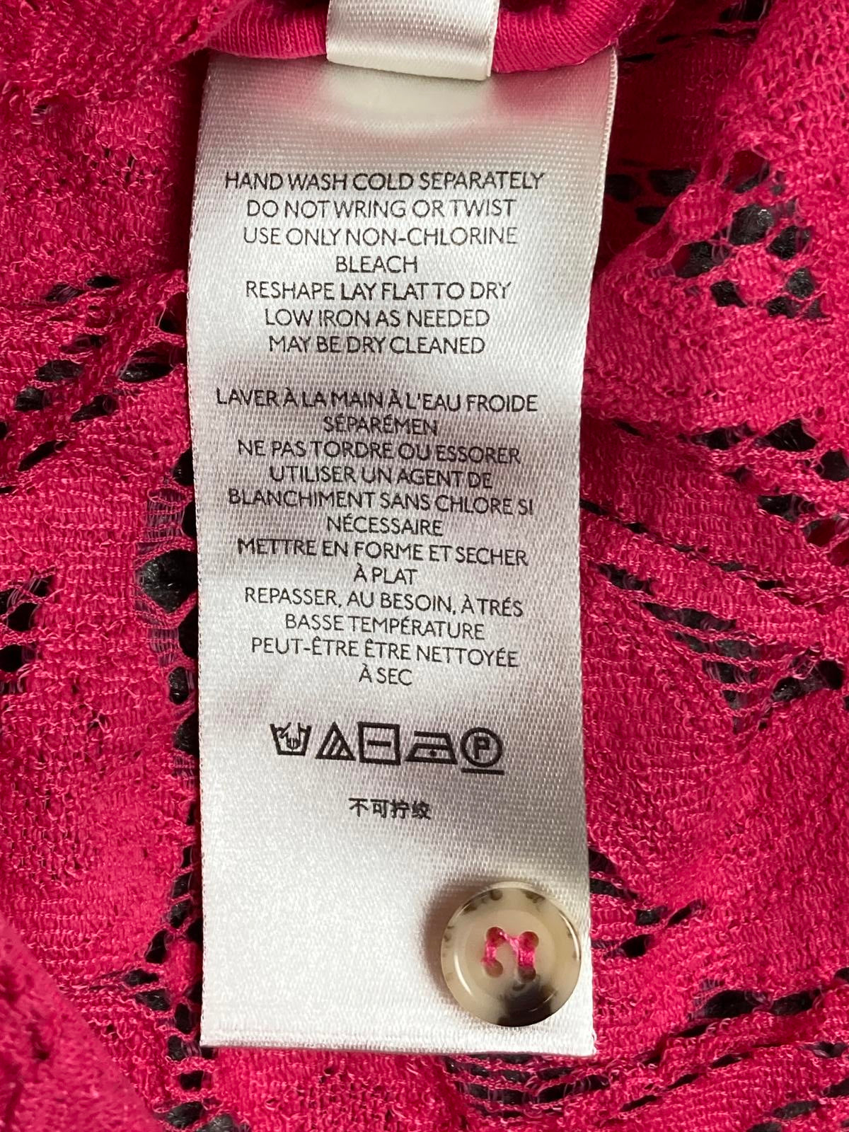 Maeve by Anthropologie Lace Button Up Shirt Womens Pink Floral Long Sleeve Sz 2P