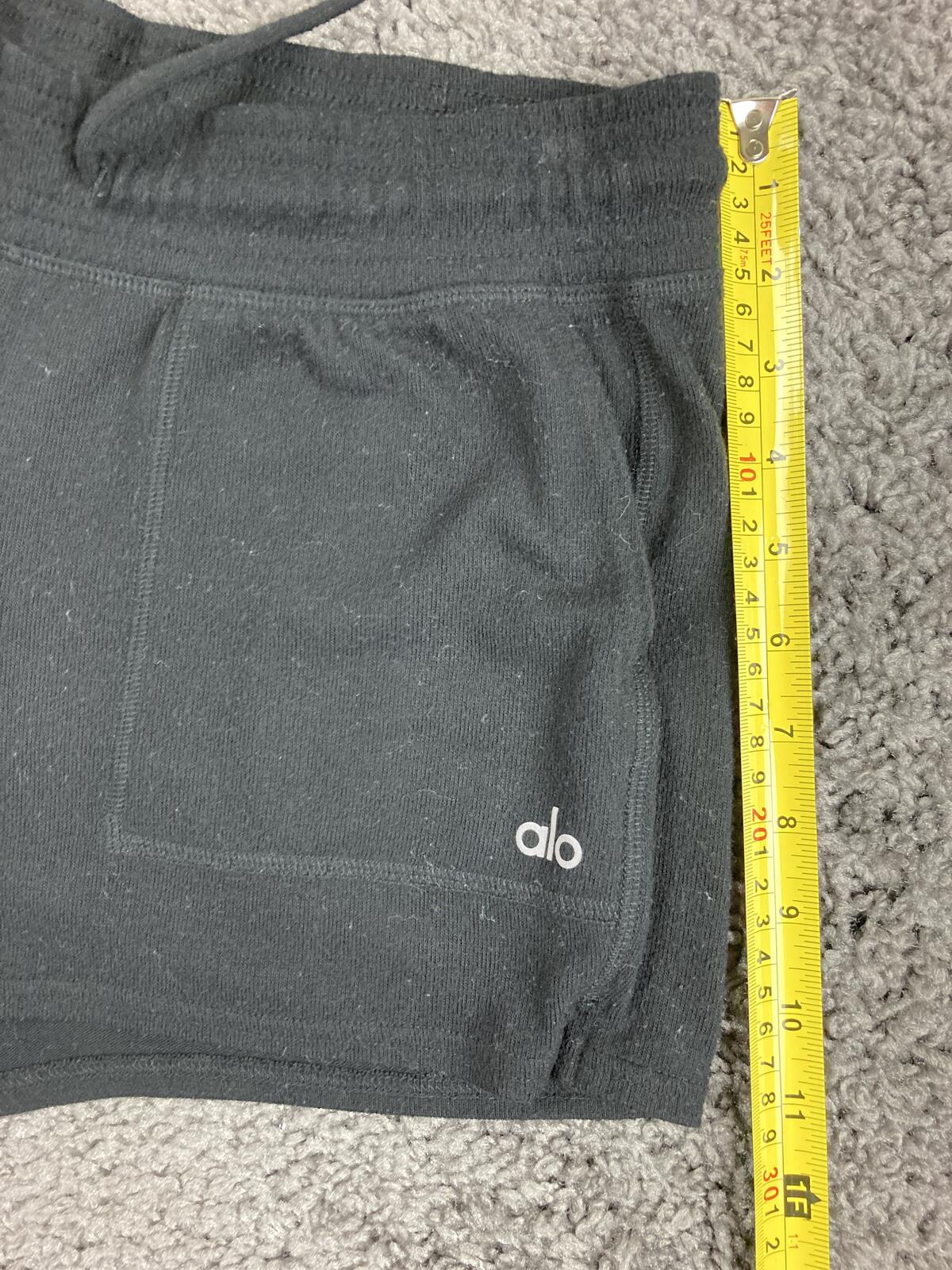 Alo Yoga Black Daze Shorts Alolux Loungewear Knit Pockets Drawstring Sz Medium