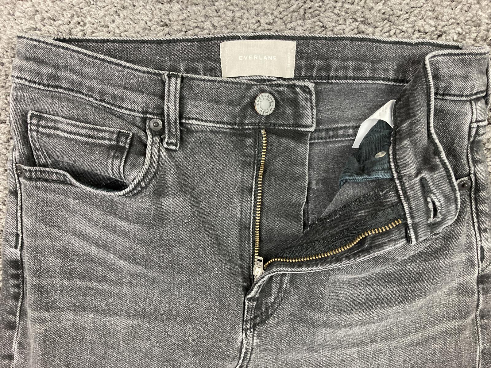 Everlane High Rise Kick Crop Jeans Women's Gray Stretch Raw Hem Sz 27