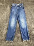 Zara Jeans Women's Blue The 90's Full Length Wide Leg Raw Hem Size 8