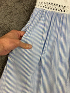 Lilly Pulitzer Alivia Fit & Flare Eyelet Lace Seersucker Blue White Dress Sz 2