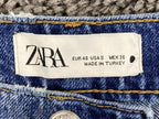Zara Jeans Women's Blue The 90's Full Length Wide Leg Raw Hem Size 8