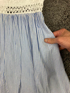 Lilly Pulitzer Alivia Fit & Flare Eyelet Lace Seersucker Blue White Dress Sz 2