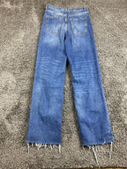 Zara Jeans Women's Blue The 90's Full Length Wide Leg Raw Hem Size 8