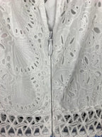 Lilly Pulitzer Alivia Fit & Flare Eyelet Lace Seersucker Blue White Dress Sz 2