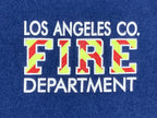 Los Angeles Fire Department T-Shirt Men's Blue Hanes Beefy-T Sz Medium