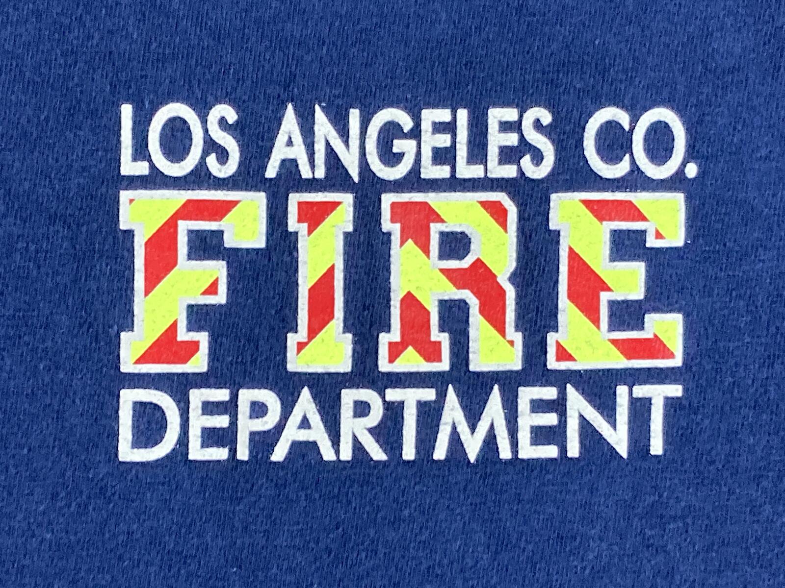 Los Angeles Fire Department T-Shirt Men's Blue Hanes Beefy-T Sz Medium