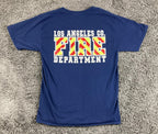 Los Angeles Fire Department T-Shirt Men's Blue Hanes Beefy-T Sz Medium