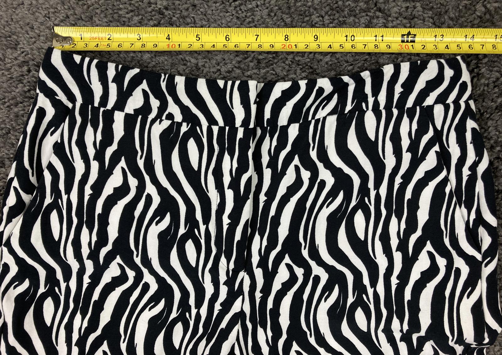 REISS Libby Zebra Print Slim Leg Trousers Pants US Black White Fabric Sz 4