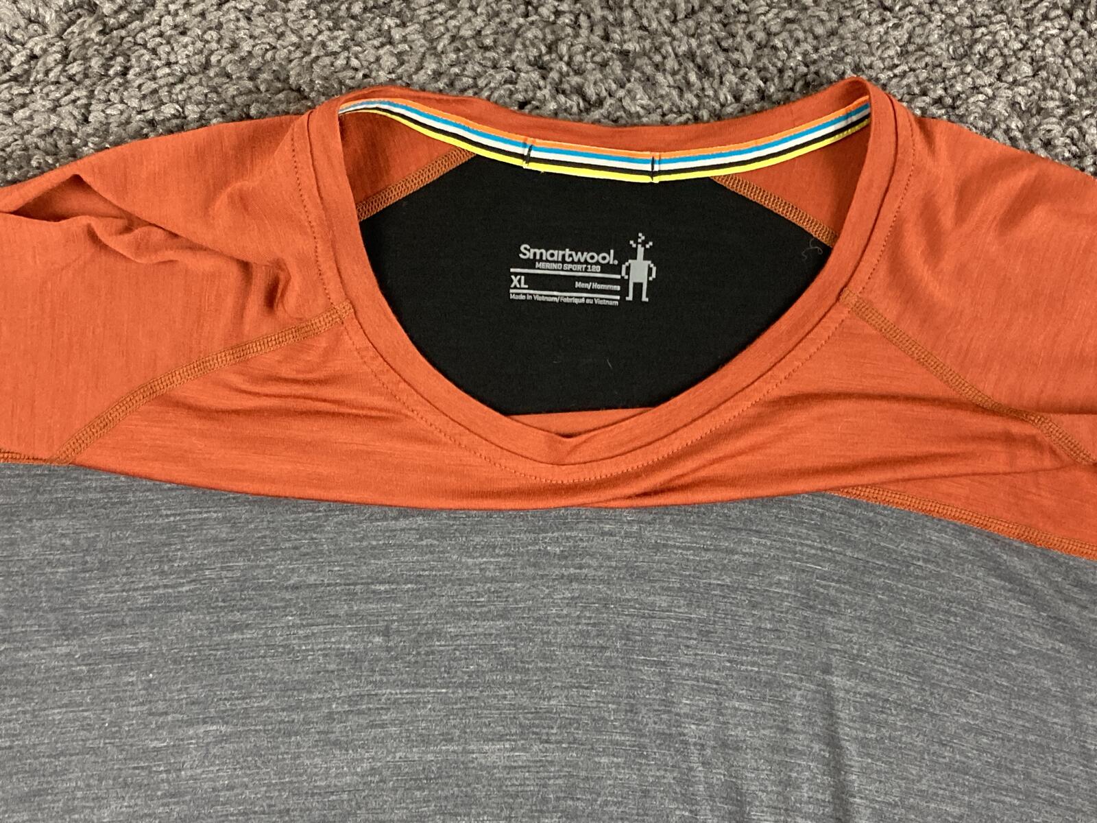Smartwool Men Merino Sport 120 Mountain Biking Shirt 3/4 Sleeve MTB Sz XL